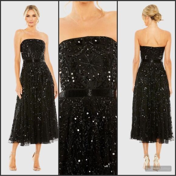 MAC DUGGAL 93898 Black Strapless Embellished A Line Dress - Picture 1 of 13